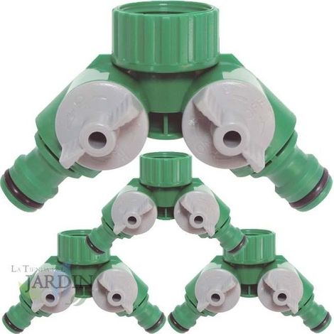 Set di 4 Raccordo rapido per tubo flessibile adattatore a 2 vie, doppio rubinetto irrigazione a goccia irrigazione 3/4''