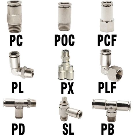 Raccord pneumatique à insertion rapide BSPT M5 en laiton nickelé (4-01 (4mm-1l8)-PB) (1/5)