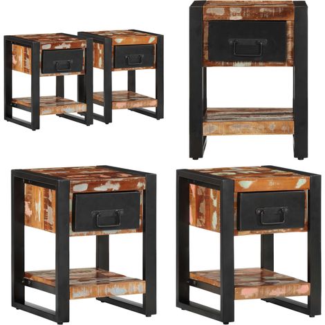 vidaXL Tables de chevet 2 pcs multicolore bois massif de manguier brut (1/5)