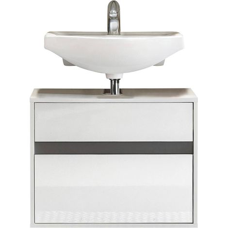 Meuble sous vasque suspendu moderne blanc Solena (1/5)