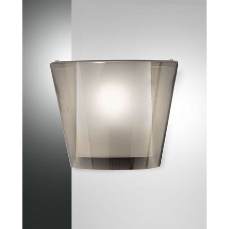 Lampada da Parete Viki in Metallo e Vetro Colore Fumé, Attacco E27 40W, Design Elegante per Interni IP20, 28.5x14.5x23.5 cm - Classe 1