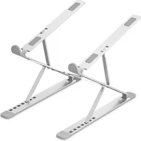 Supporto per laptop, porta notebook, design ergonomico, pieghevole, in alluminio, 29,5 cm, argento (1/5)