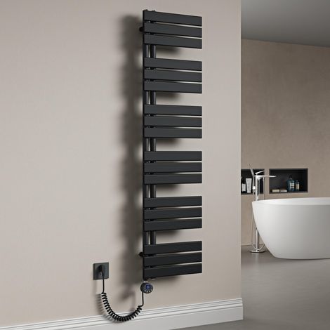Mai & Mai Radiatore da Bagno 159x40cm con Elemento Riscaldante 1000W, Radiatore Scaldasalviette Termoarredo da Bagno Scalda Portasciugamani da Parete e Pavimento in Acciaio, Antracite FN (1/5)