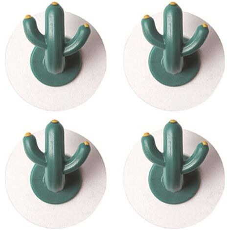 (4 ganci)Gancio cactus Cartone animato domestico Gancio senza soluzione di continuità dietro la porta Gancio adesivo per bagno Gancio adesivo per WC senza foratura (1/4)