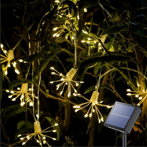 Solaire Guirlande Lumineuse Feux d artifice Étanche Pissenlit 8 Modes fée Lumières Blanc Chaud Décoration jardin (1/5)