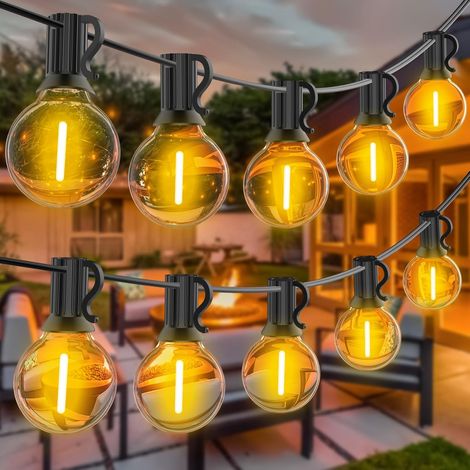 Guirlande Guinguette Exterieur 30M, Guirlande Lumineuse Exterieure avec 50+2 G40 LED Ampoules IP45 Imperméable, Adapté aux Jardins, Aux Mariages, Intérieur Extérieur (1/5)