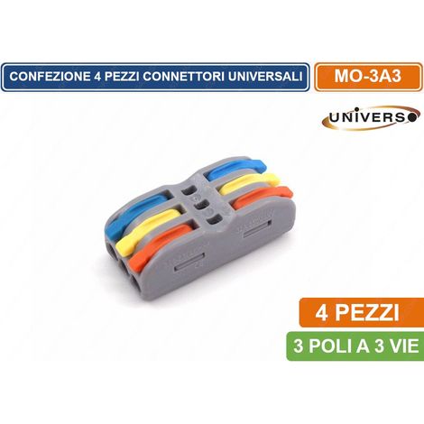 Morsetti di collegamento rapido 2 3 poli a 2 3 vie per cavi elettrici da 0.08 a 4.0 mm 32A connettore a giunzione 3 vie ( 8pz) (1/2)