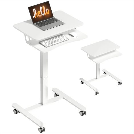 Bureau blanc réglable en hauteur avec plateau clavier et MDF (1/5)
