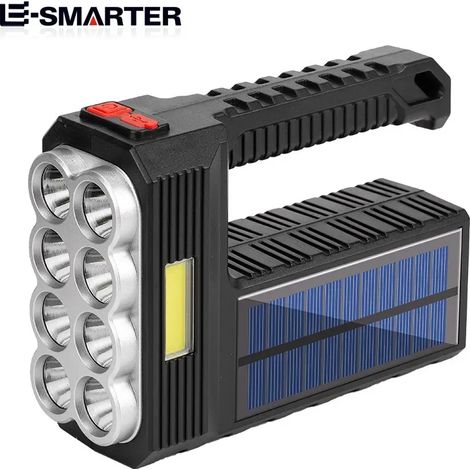 Projecteur de camping extérieur (à énergie solaire) - Rechargeable par énergie solaire - Lampe torche portable - Chargement USB - 4 modes d'éclairage haute luminosité (1/5)