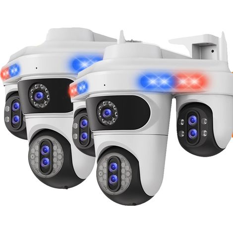 Telecamera di sicurezza, zoom ottico 10x, visione notturna, confezione da 2 telecamere bianche, spina europea. (1/2)