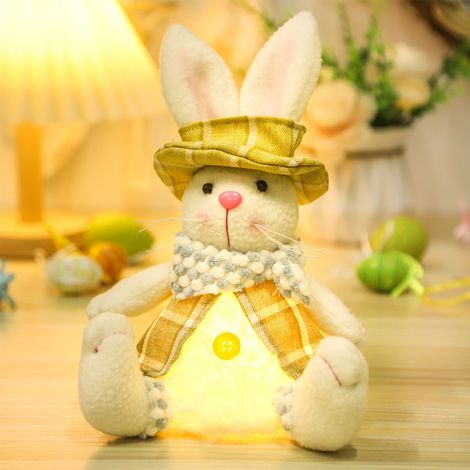 Lapin En Peluche Lumineux - 25,5 x 17 cm - Décoration De Pâques Et Intérieure - Pour Maison Restaurant Hôtel Jardin - 1 Pièce (1/5)