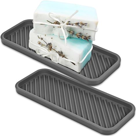 Set of 2 Silicone Soap Dishes for Kitchen and Bathroom Sink, Non-Slip and Heat-Resistant Holder, Practical Organizer for Sponges (1/5)