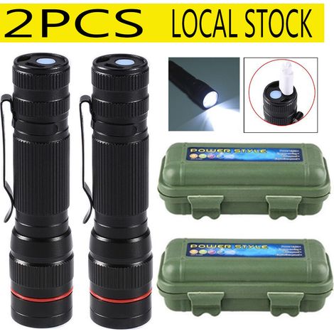 Wiederaufladbare LED-Zoom-Taschenlampe (2 Stück), ultrahelle taktische Taschenlampe, ideal zum Campen.