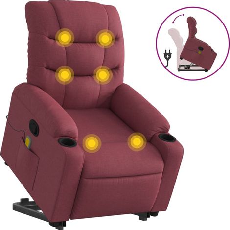 Maison Exclusive - Massagesessel mit Aufstehhilfe Weinrot Stoff