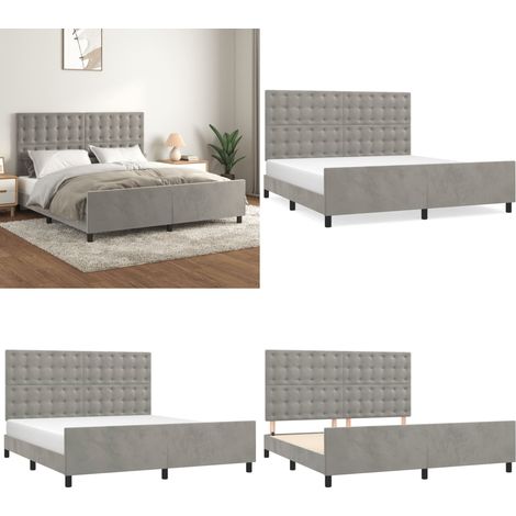 Bettgestell ohne Matratze Hellgrau 160x200 cm Samt - Samtbettwäsche - Doppelbett - Boxspringbett - Lattenrost - Hochbett - Home & Living (1/5)