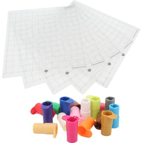 5-teiliges Set selbstklebender, rutschfester Schneidematten und 17-teiliger Stiftadapter für Schneidemaschinen (1/5)