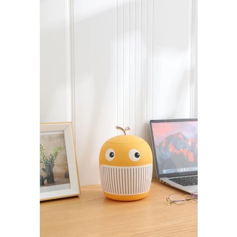 Mini poubelle de bureau avec couvercle poubelle mignonne portable chambre à coucher, bureau, salon petite poubelle(jaune) (1/5)
