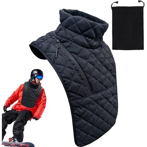 1 cache-cou et cache-poitrine d'hiver pour moto, 36 × 40 cm, coupe-vent, ajustable et imperméable, soutien-gorge de sport outdoor, noir (1/5)