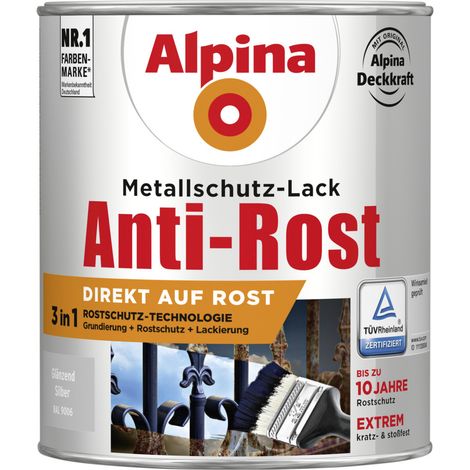 Alpina Metallschutz-Lack Anti-Rost 750 ml silber glänzend Metallack Schutzlack (1/3)