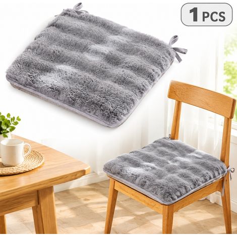 1 Pièce, Couleur Grise, Coussin de Chaise Carré Pelucheux 45 x 45 cm, en Tissu, Ajustable, 45 x 45 cm, pour Cuisine, Bureau (1/5)