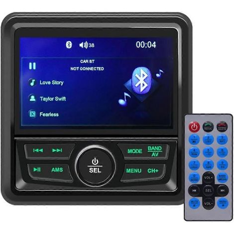 Radio marine/stéréo marine Bluetooth FM/AM, lecteur audio numérique, étanche, compatible avec les yachts, les véhicules tout-terrain/véhicules polyvalents et autres accessoires marins. (1/5)