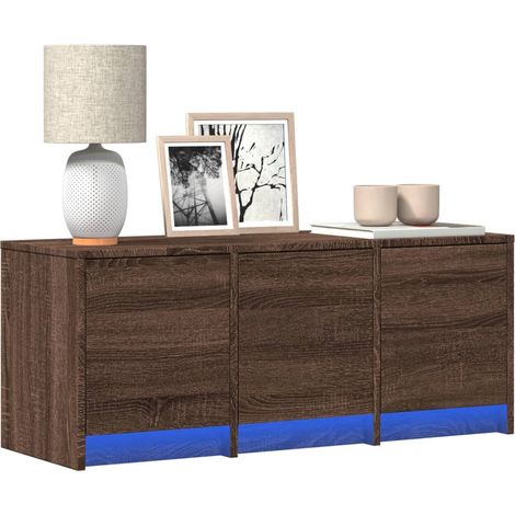 TV-Schrank LED Braun Eichen-Optik 97x34x40 cm Holzwerkstoff (1/5)
