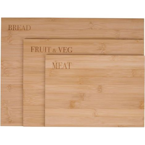 Lot de 3 planches à découper en bois de bambou, planche à découper de cuisine rectangulaire de trois tailles (1/5)