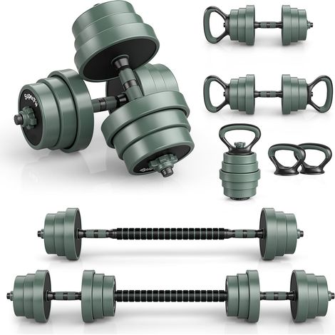 Verstellbares 4-in-1-Hantelset, 20 kg mit Kettlebell und Langhantel