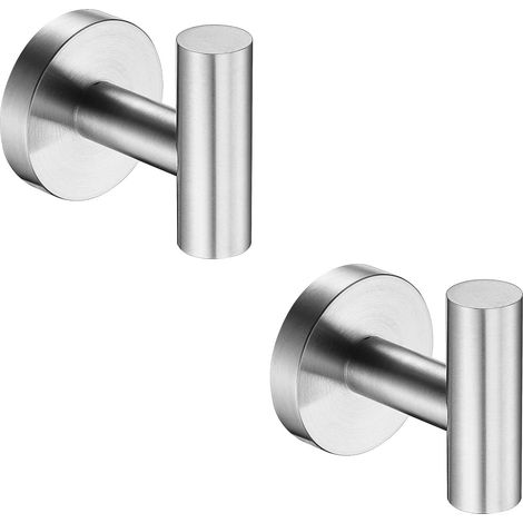Ganchos para toallas/bolas de baño de acero inoxidable, aptos para dormitorios, cocinas y baños (juego de 2, plata cepillada) (1/5)