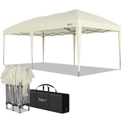 Zelsius Faltbarer Pavillon 3 x 6 m, Beige, Pop-Up Faltpavillon, Gartenzelt, Partyzelt mit Tasche (1/5)