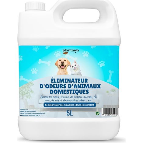 Éliminateur instantané d'odeurs d'animaux domestiques 5l. Neutraliseur Enzymatique Odeurs Urine Fèces Vomissements. Intérieur et extérieur, Patio Jardin. Anti Odeur Urine Chiens Chats.