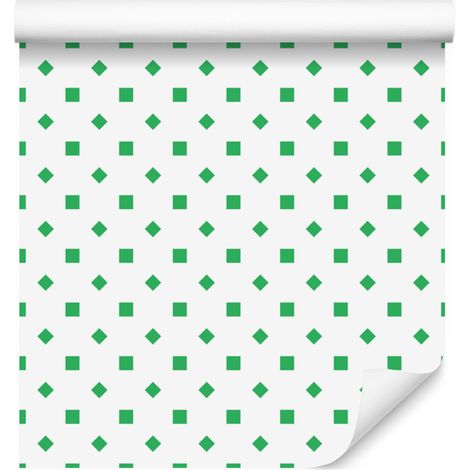 Papier peint à pois blancs et menthe, fond blanc pour salon et chambre 50x1000 cm (1/5)