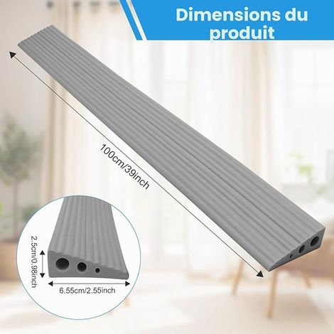 Door Threshold Ramp, PVC 100 x 6.5 x 2.5 cm, Silicone Door Threshold for Wheelchair, Stroller, Bathroom and Door Openings, Rubber Bar (1/3)