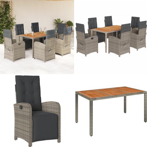 Ensemble à manger de jardin et coussins 7 pcs gris rotin - Chaise de jardin - Table de jardin (1/5)
