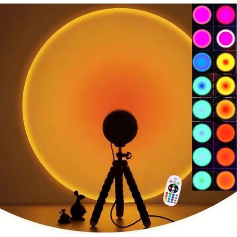 Lampe Coucher de Soleil, Lampe Projection Coucher de Soleil sur Trépied (16 Couleurs) (1/5)