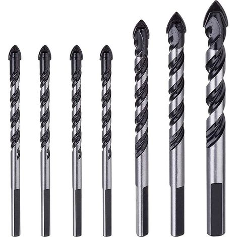 Set mit 7 Hartmetall-Steinbohrern für Porzellan, Fliesen, Beton, Ziegelwände, Glas, Spiegel, Kunststoff, Mauerwerk und Holz (6, 6, 6, 6, 8, 10, 12 mm) (1/5)