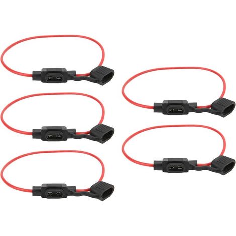 Porte-fusible, couvercle étanche pliable amovible en caoutchouc réfractaire 5 pièces 12V 30A porte-fusible en ligne pour voiture pour RV pour bateau (1/5)