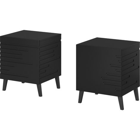 Table de chevet Set de 2x NOVAK 44x52x40 cm avec tiroir Noir de haute qualité (1/4)