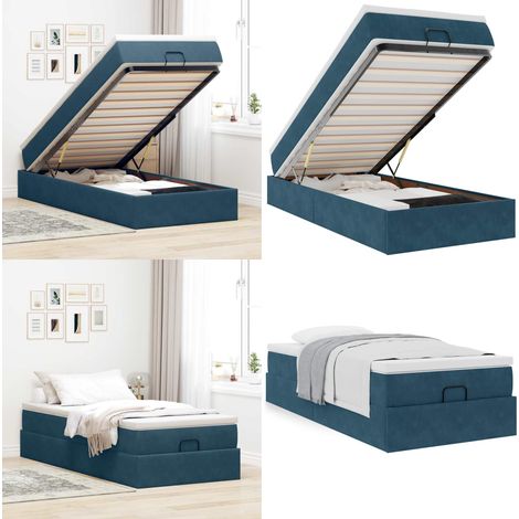 vidaXL Ottoman-Bett mit Matratze Dunkelblau 90x200 cm Samt (1/5)