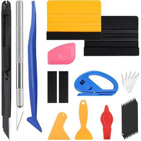 27-Piece Window Tinting Tool Kit, Felt Squeegee, Cutter Blades, Plastic Scrapers, Car Window Application (1/5)