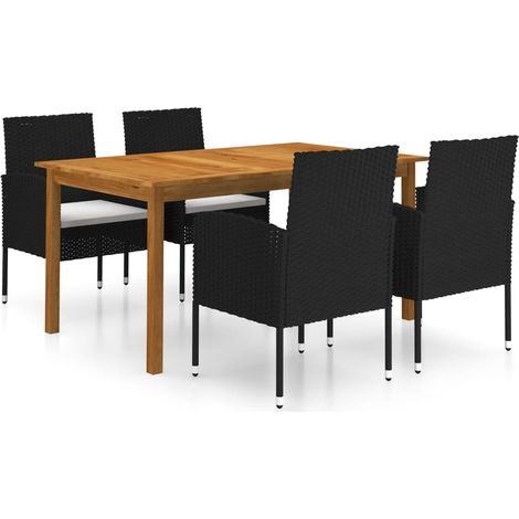 Juego de comedor para jardín de 5 piezas negro vidaXL (1/5)