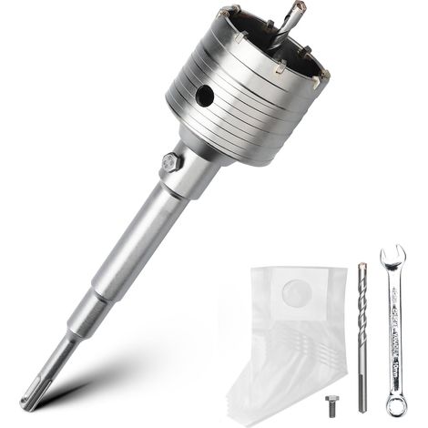 Kit couronne de forage creuse de 65 mm avec adaptateur SDS plus de 220 mm et foret de centrage de 8 x 110 mm, couronne de forage pour maçonnerie et béton (1/5)