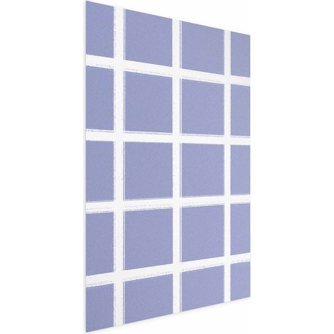 Poster – Weiße Linien – ein Raster mit großem Maschenmuster auf blauem Hintergrund (1/4)