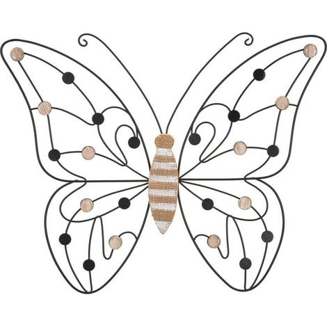 Decorazione Parete Ferro e Legno Farfalla cm 39,5X1,5X33,5 - BUTTERFLY (1/5)