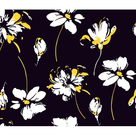 Tela decorativa para exteriores Oxford - motivo de flores blancas sobre azul marino I DR095 (1/5)