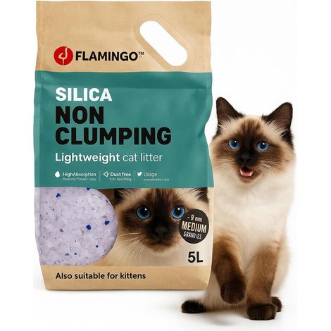 Litière pour chat Silice Granulés de tailles intermédiaire - Medium 5L - Convient également aux chatons - Absorbe rapidement (1/5)