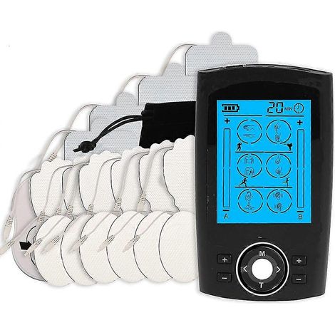 Dispositivo completo per massaggio elettrico EMS per il benessere, 24 modalità, stimolatore muscolare, elettrodi TENS, dispositivo per fisioterapia a impulsi meridiani - AquaForge