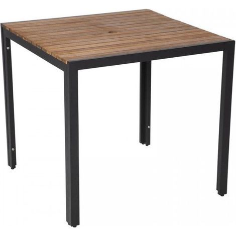 Table carrée acacia, acier (L)800 mm