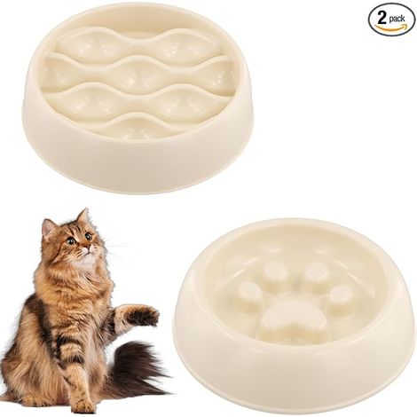 Anti-Glutton Cat Bowl, Anti-Vomiting Dog Bowl, Drinking Water Bowl for Pets, Slow Rising Bowl for Cats and Small and Medium Dogs (1/4)