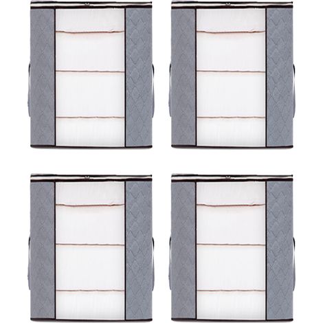 4pcs Sac de rangement pour couette, sac de rangement pour vêtements, sac de rangement pour couette à domicile, 462848 cm, gris (1/5)